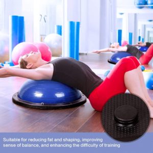 Yoga Balance Trainer- 9.8” Half Ball Balance Trainer with Resistance Band-Extra Thick Stability Exercise Half Ball for Core Training, up to 660lbs (Blue)