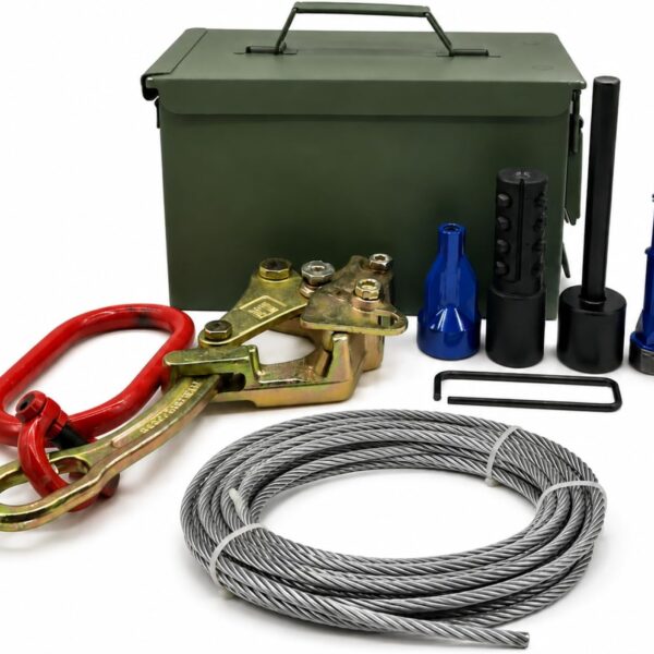 3/4-1″ Service Line Puller Kit - Trenchless Water Service Line Replacement Tool for Lead, Copper & Plastic Pipe, Forged Split Bullhead, 3/8" Galvanized Cable, Cable Grab